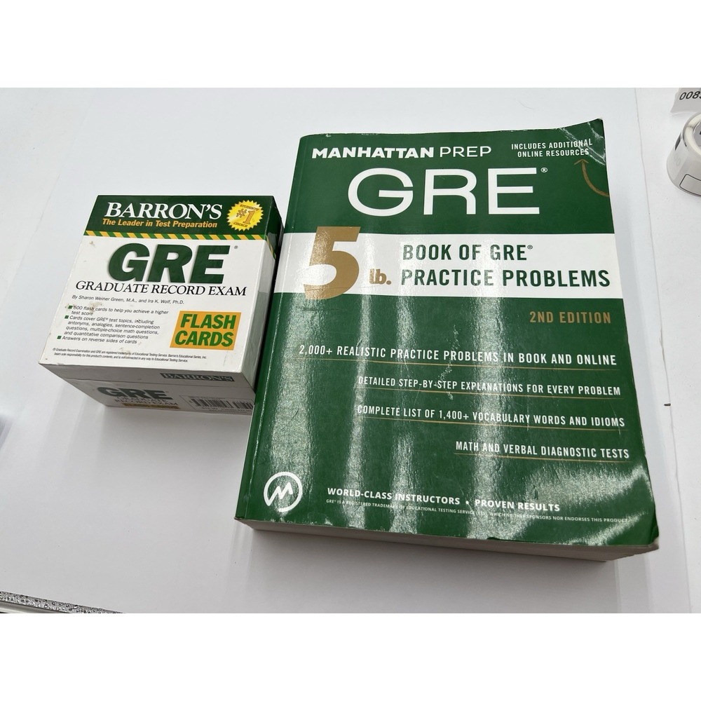 GRE Prep Lot Manhattan Prep 5 lb Practice Problems 2nd Ed Barron's Flash Cards